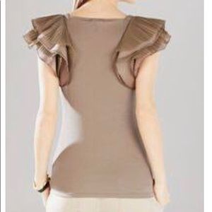 BCBG Mirabelle Layered Ruffle Sleeve Top Bare Pink